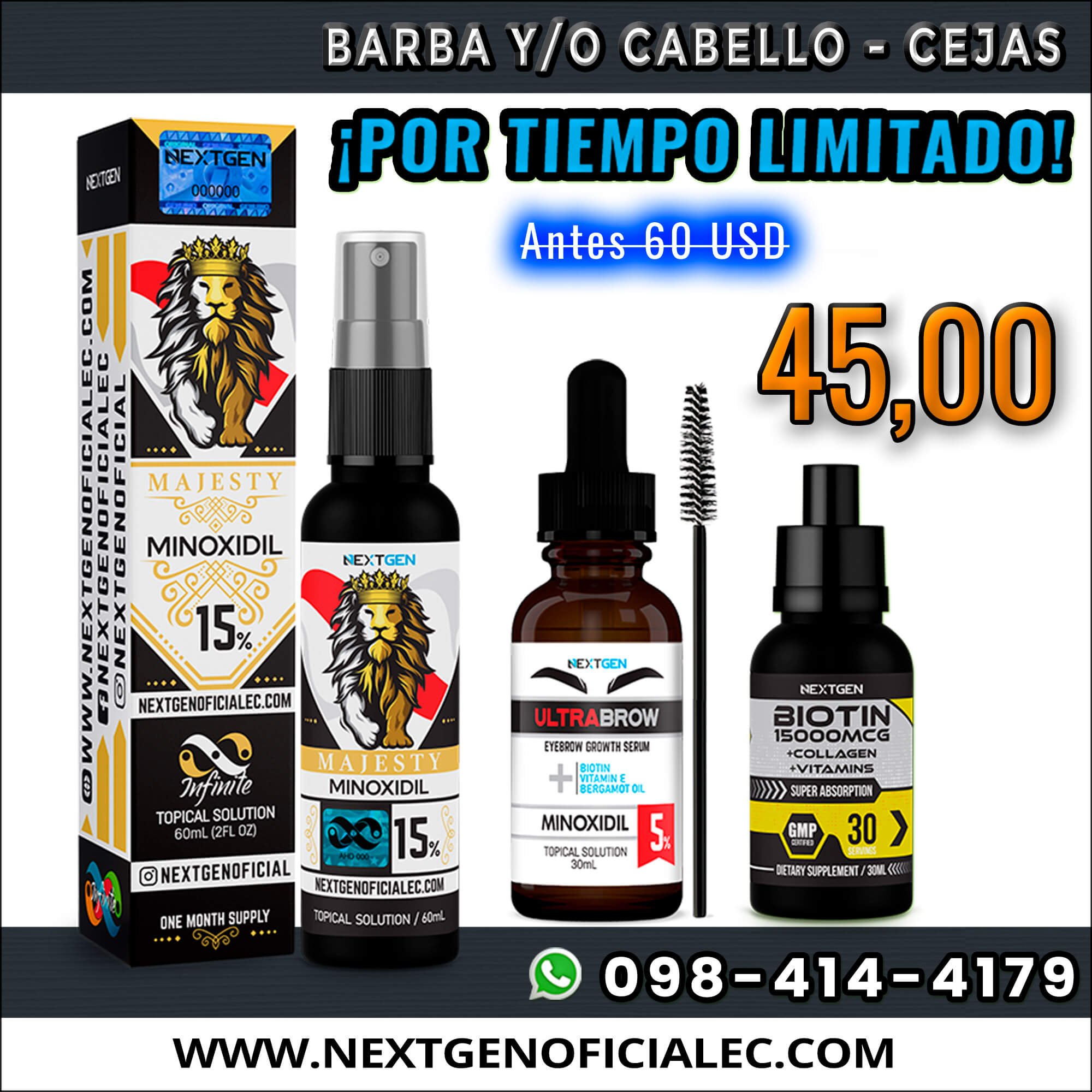 MAJESTY 15% + ULTRABROWN + BIOTINA